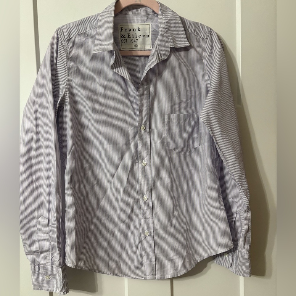 Frank & Eileen women’s Barry Lavender  Striped Shirt‎ size S